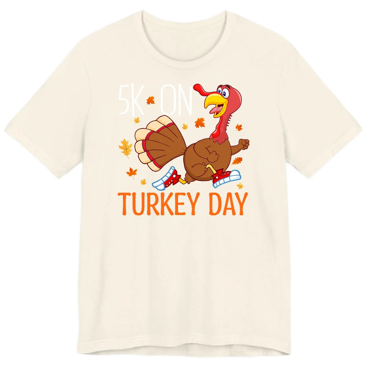 5k On Turkey Day Running Turkey Premium T-Shirt in Natural