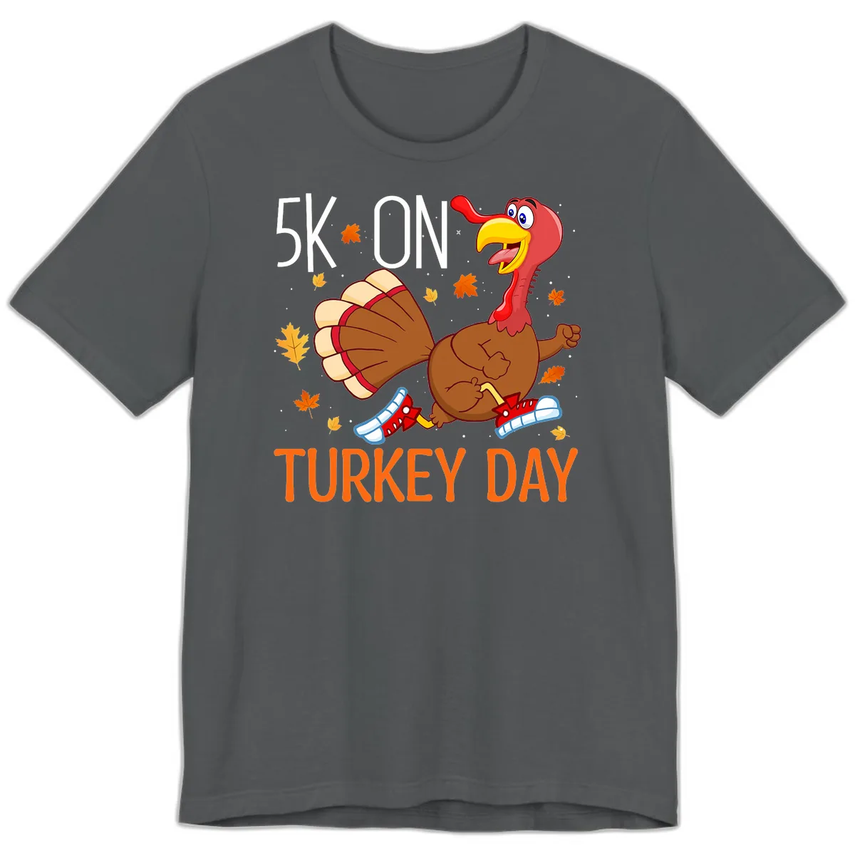 5k On Turkey Day Running Turkey Premium T-Shirt in Asphalt