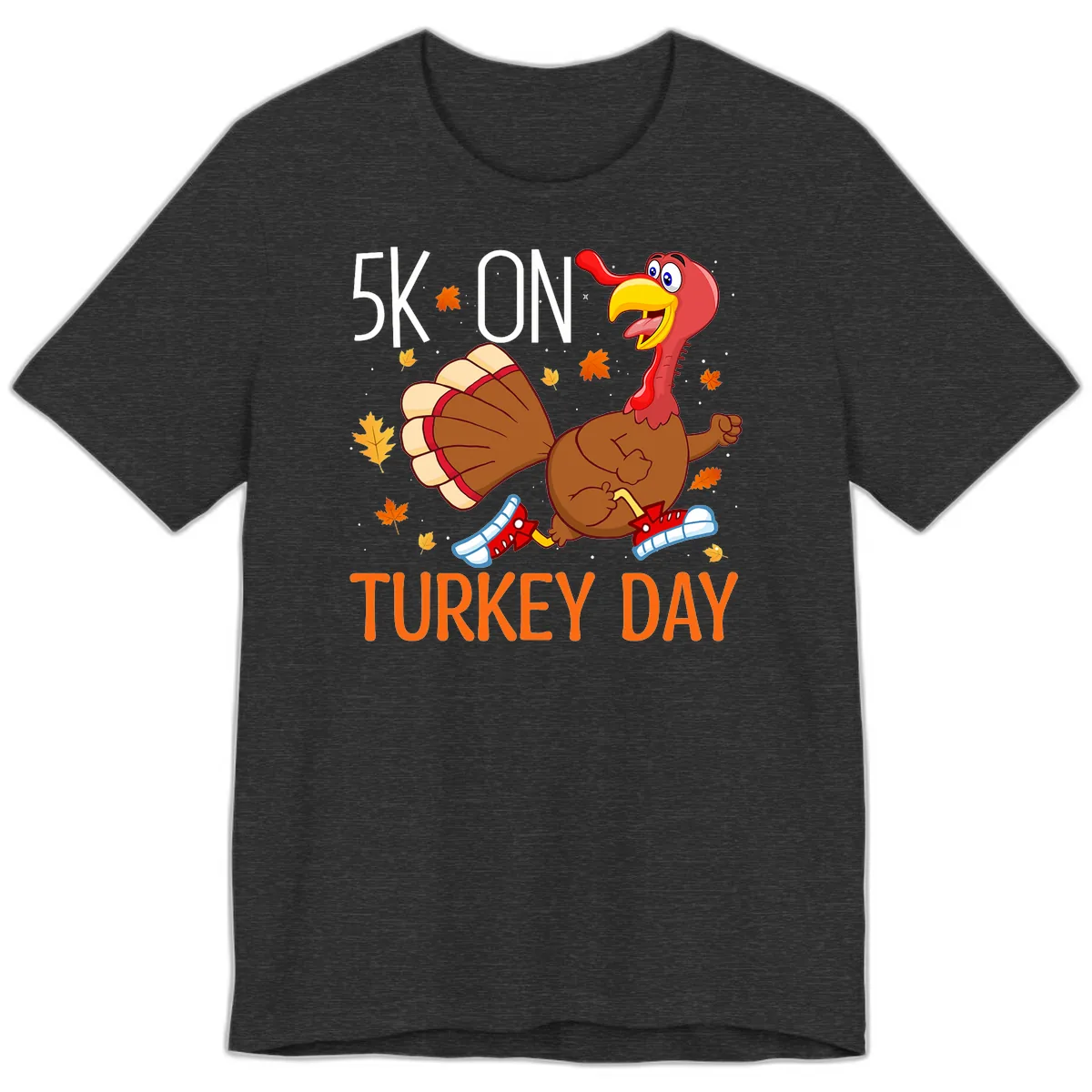 5k On Turkey Day Running Turkey Premium T-Shirt in Dark Grey Heather
