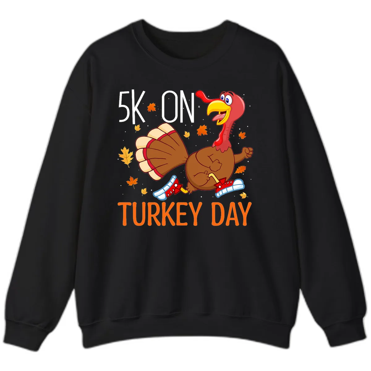 5k On Turkey Day Running Turkey Sweatshirt in Black