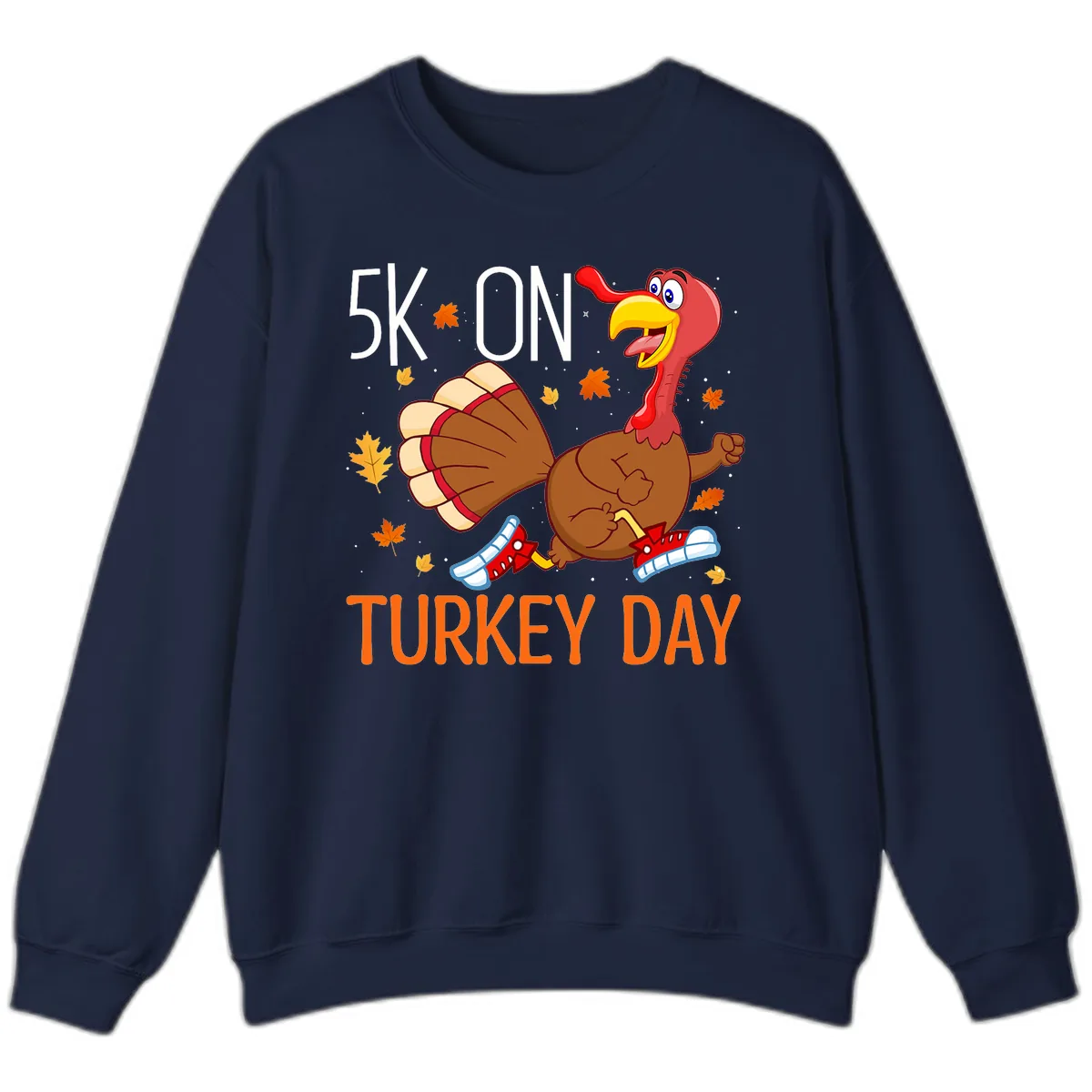 5k On Turkey Day Running Turkey Sweatshirt in Navy