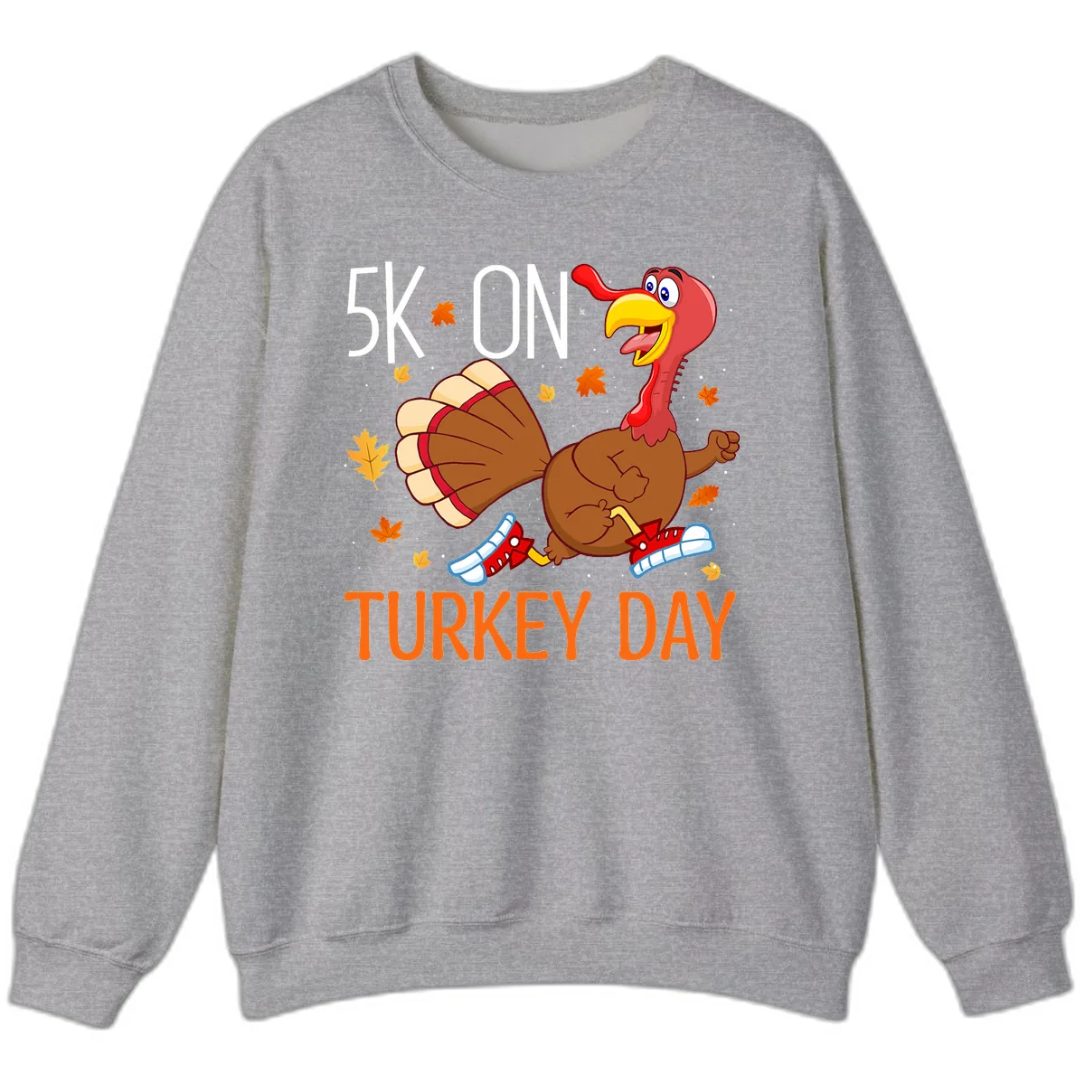 5k On Turkey Day Running Turkey Sweatshirt in Sport Grey