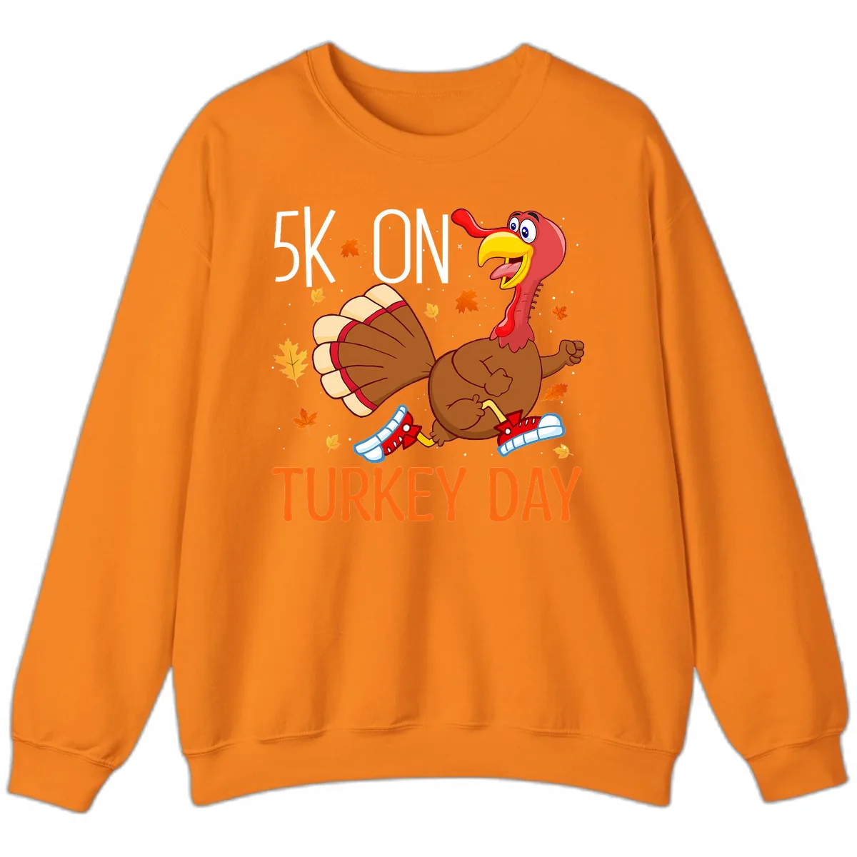 5k On Turkey Day Running Turkey Sweatshirt in Safety Orange