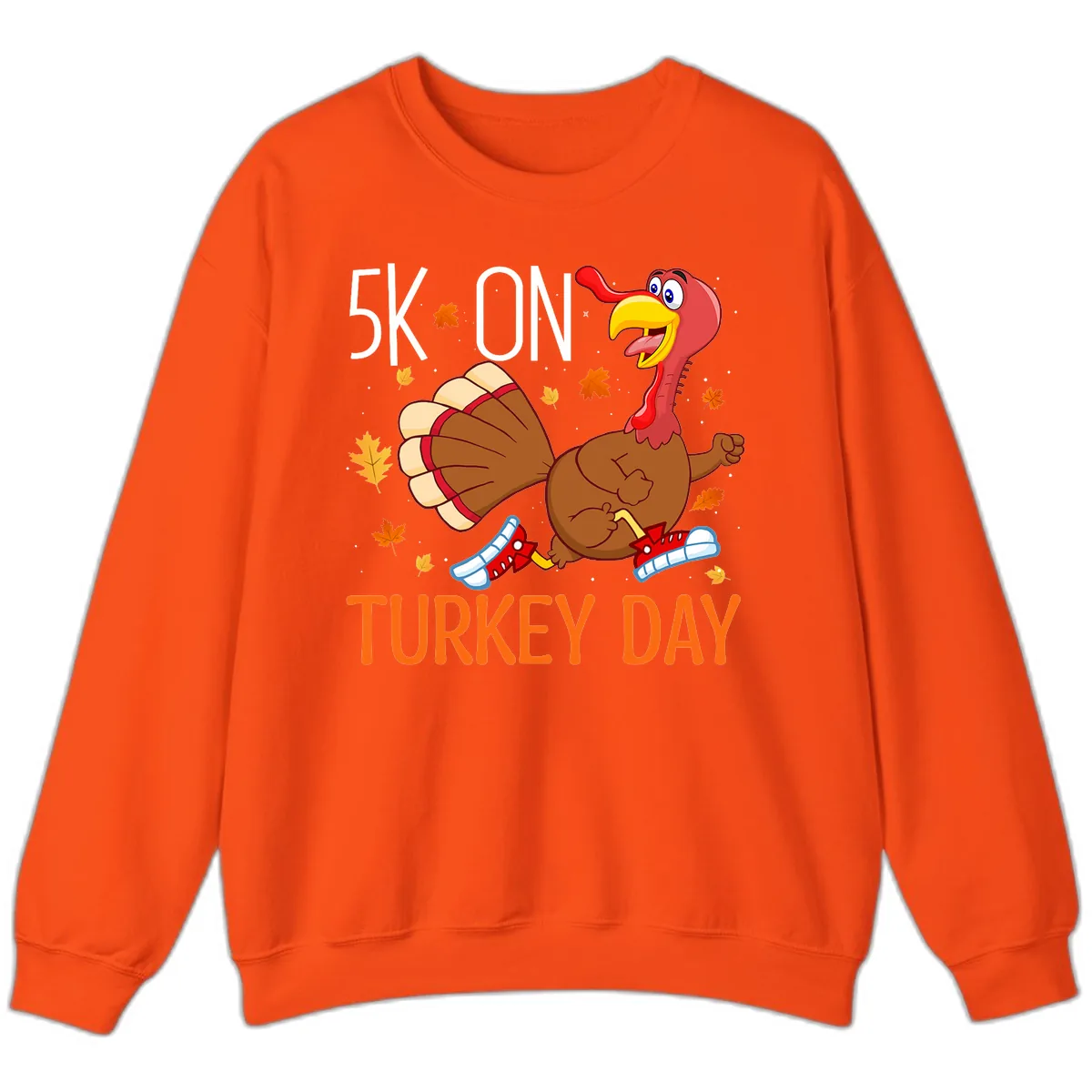 5k On Turkey Day Running Turkey Sweatshirt in Orange