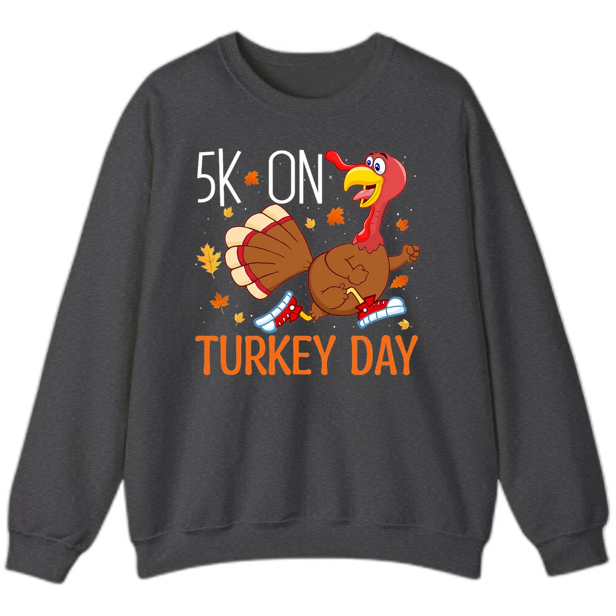 5k On Turkey Day Running Turkey Sweatshirt in Dark Heather