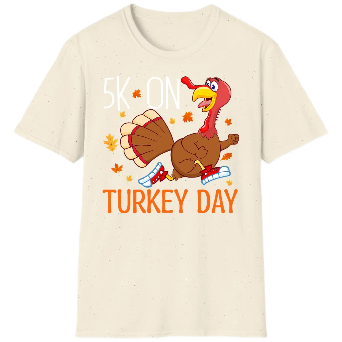 5k On Turkey Day Running Turkey T-Shirt in Natural
