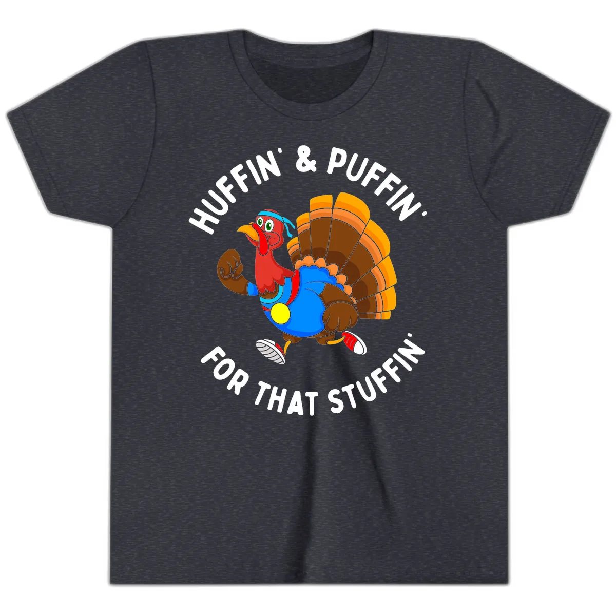 Huffin' & Puffin' For That Stuffin' Youth T-Shirt in Heather Navy