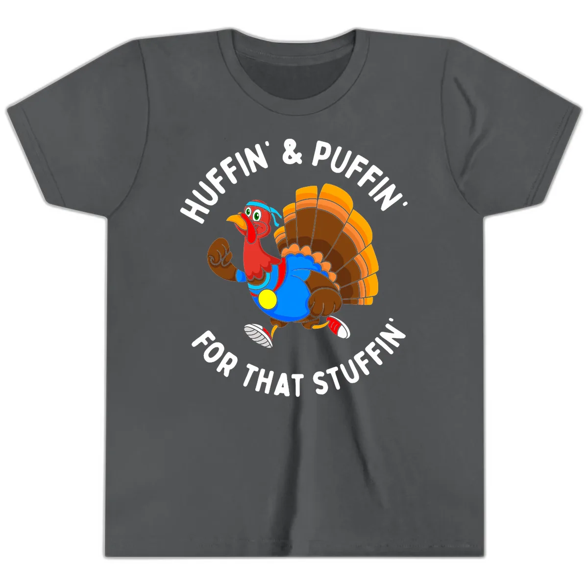 Huffin' & Puffin' For That Stuffin' Youth T-Shirt in Asphalt