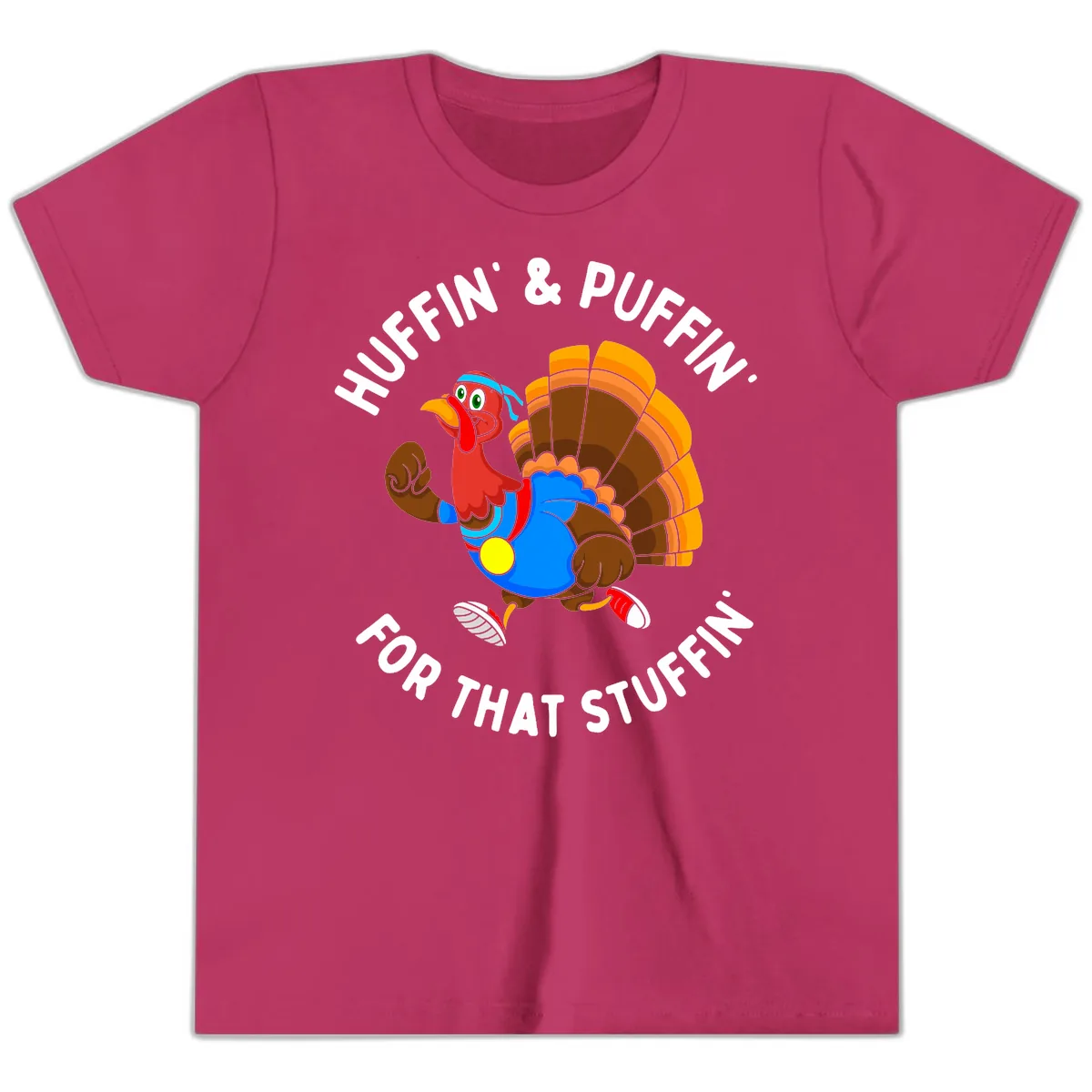 Huffin' & Puffin' For That Stuffin' Youth T-Shirt in Berry