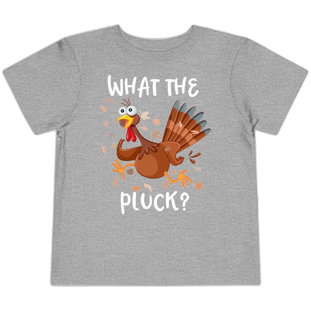 Funny Turkey What The Pluck Thanksgiving Toddler T-Shirt in Athletic Heather