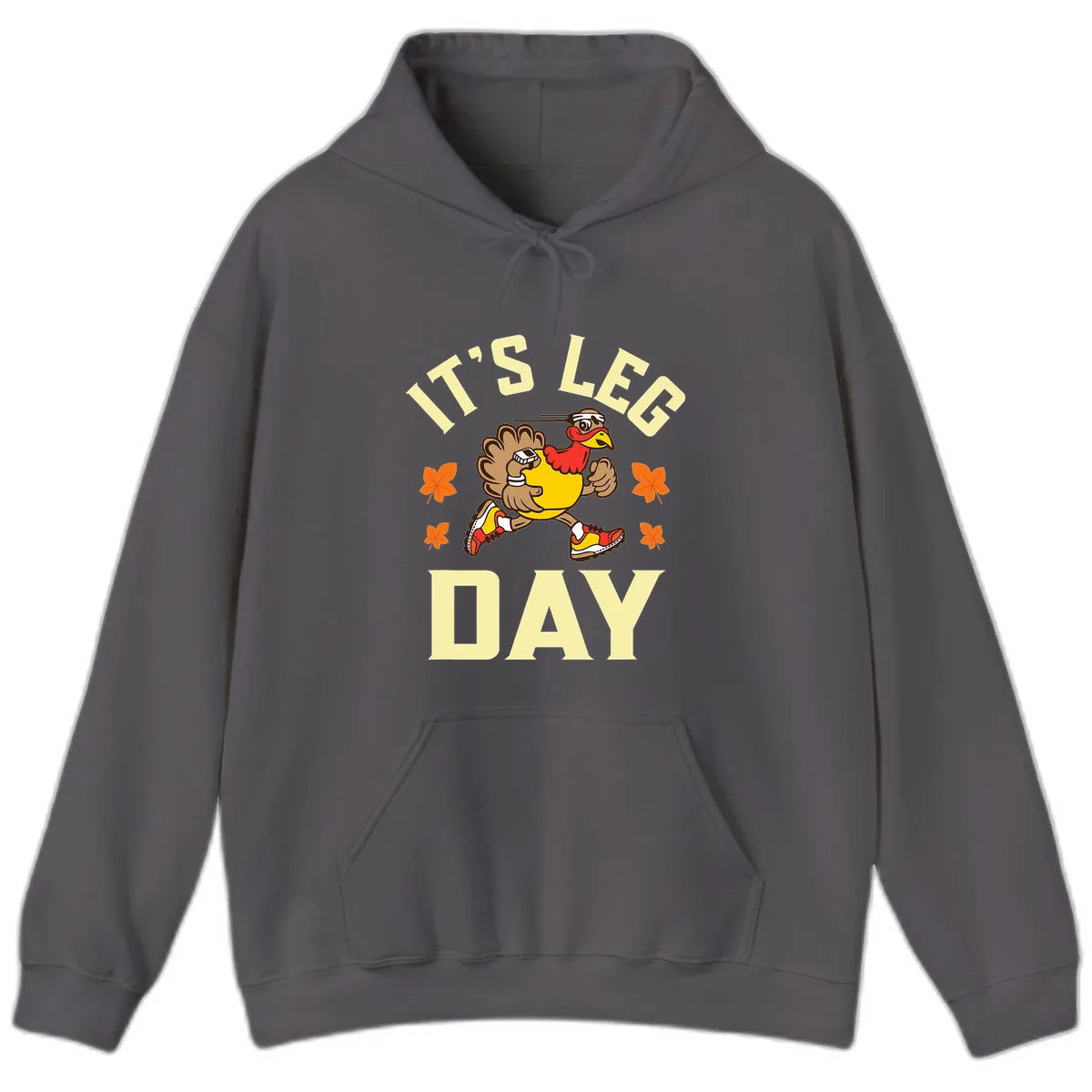 It's Leg Day Turkey Trot Hoodie in Charcoal