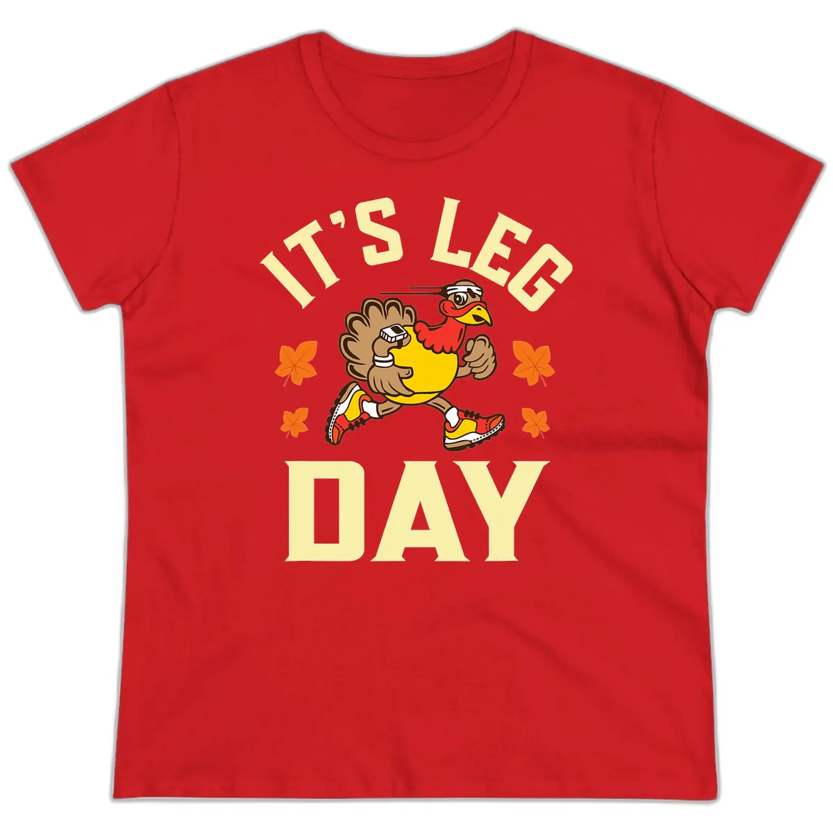 It's Leg Day Turkey Trot Ladies Tee in Red