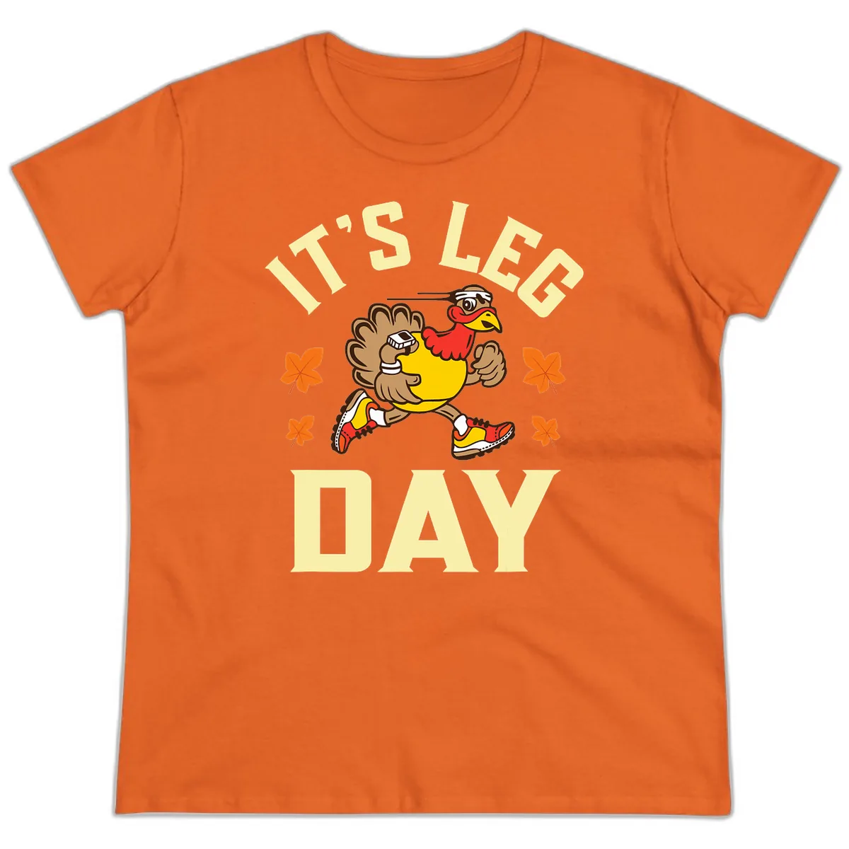 It's Leg Day Turkey Trot Ladies Tee in Orange