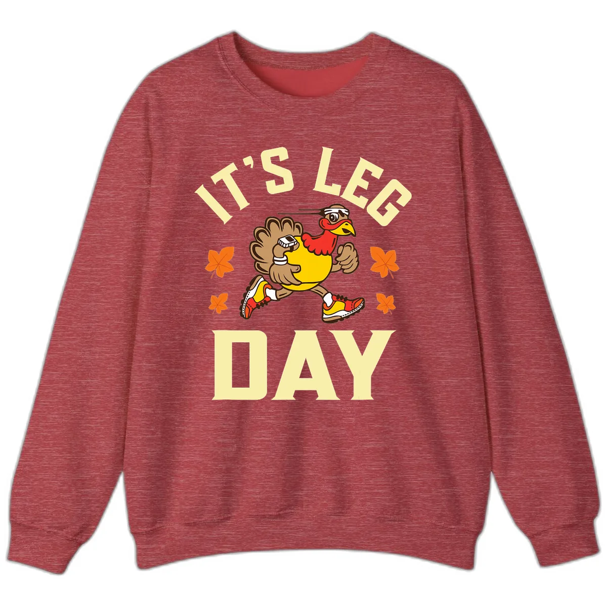 It's Leg Day Turkey Trot Sweatshirt in Heather Scarlet Red