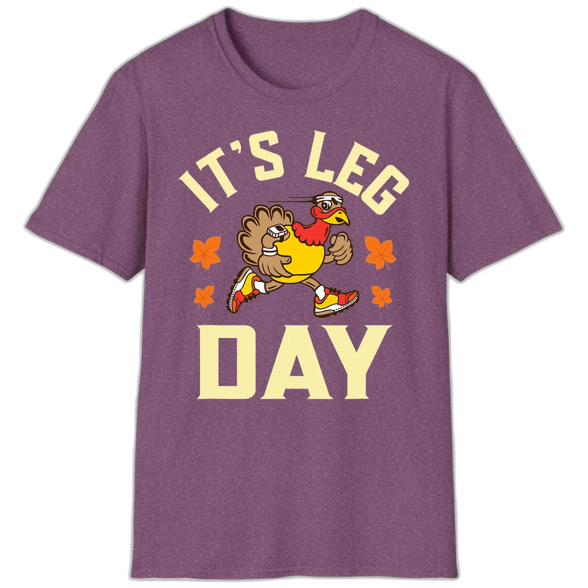 It's Leg Day Turkey Trot T-Shirt in Heather Maroon