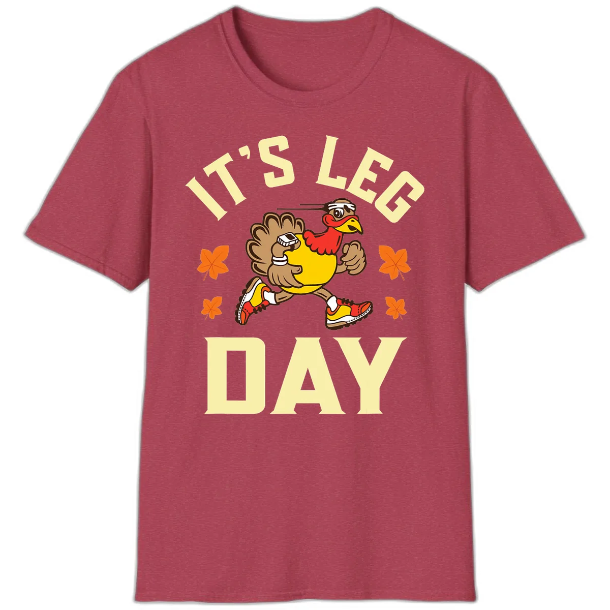 It's Leg Day Turkey Trot T-Shirt in Heather Cardinal