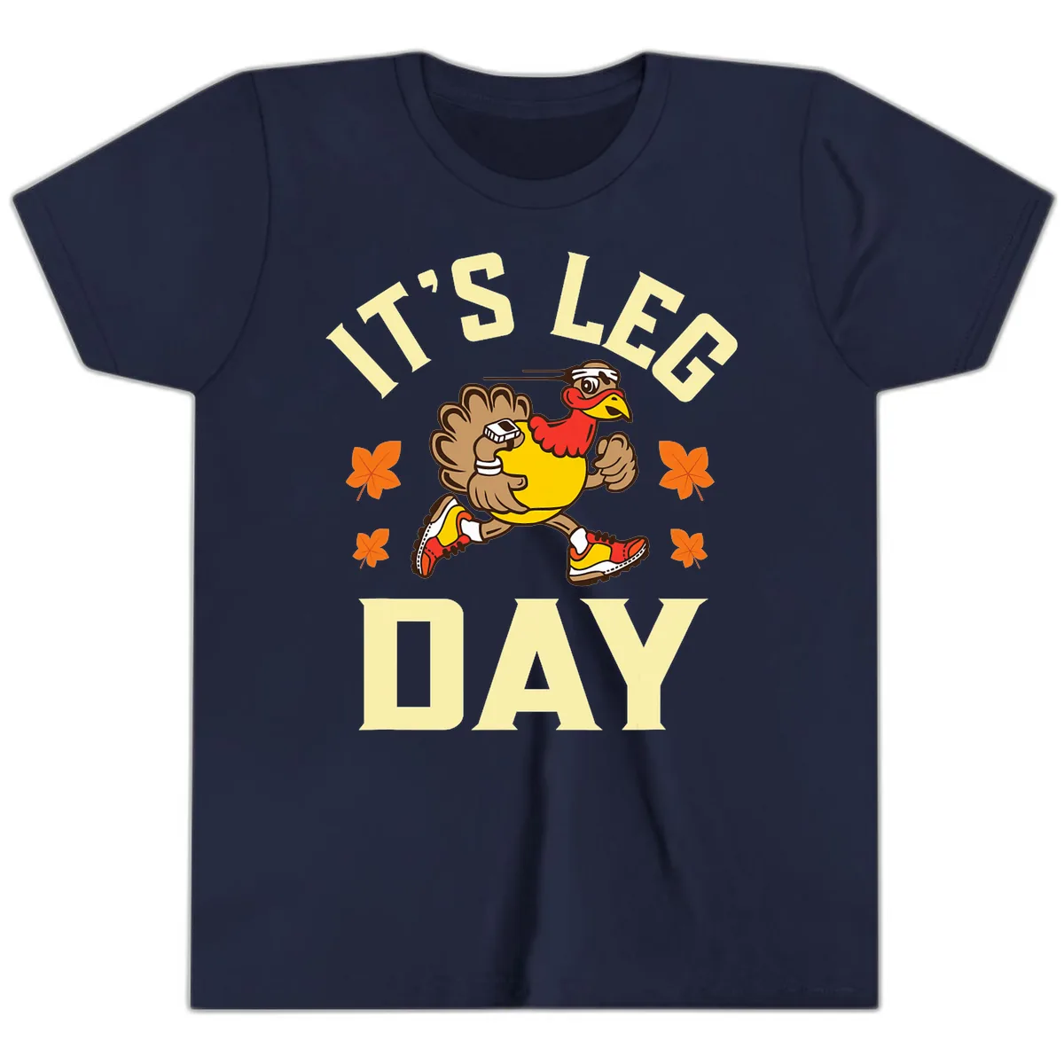 It's Leg Day Turkey Trot Youth T-Shirt in Navy