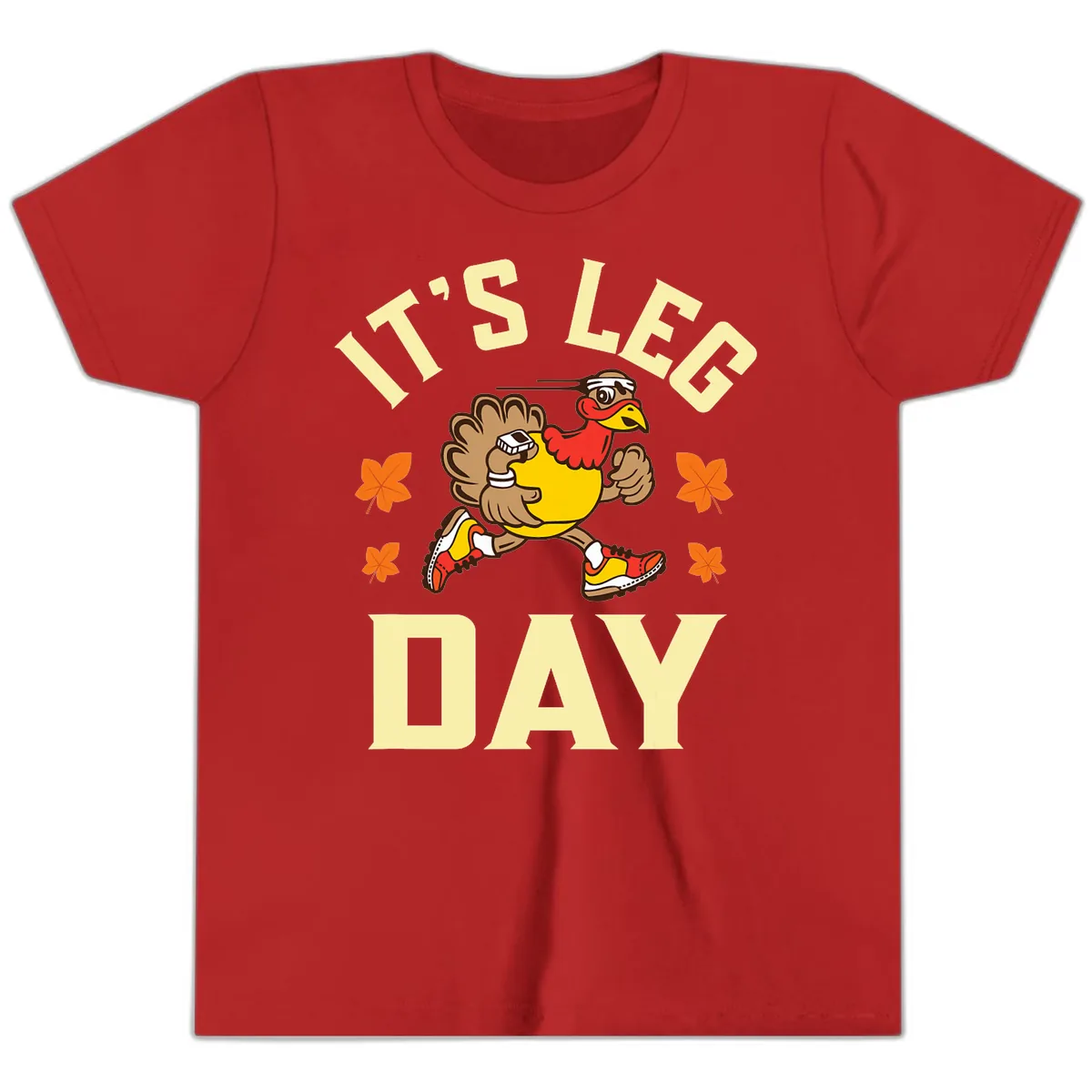 It's Leg Day Turkey Trot Youth T-Shirt in Red
