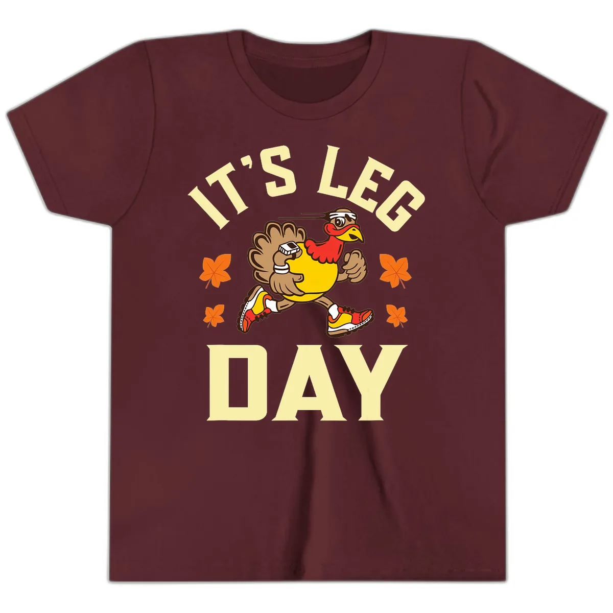 It's Leg Day Turkey Trot Youth T-Shirt in Maroon