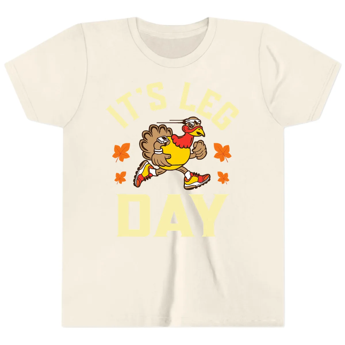 It's Leg Day Turkey Trot Youth T-Shirt in Natural