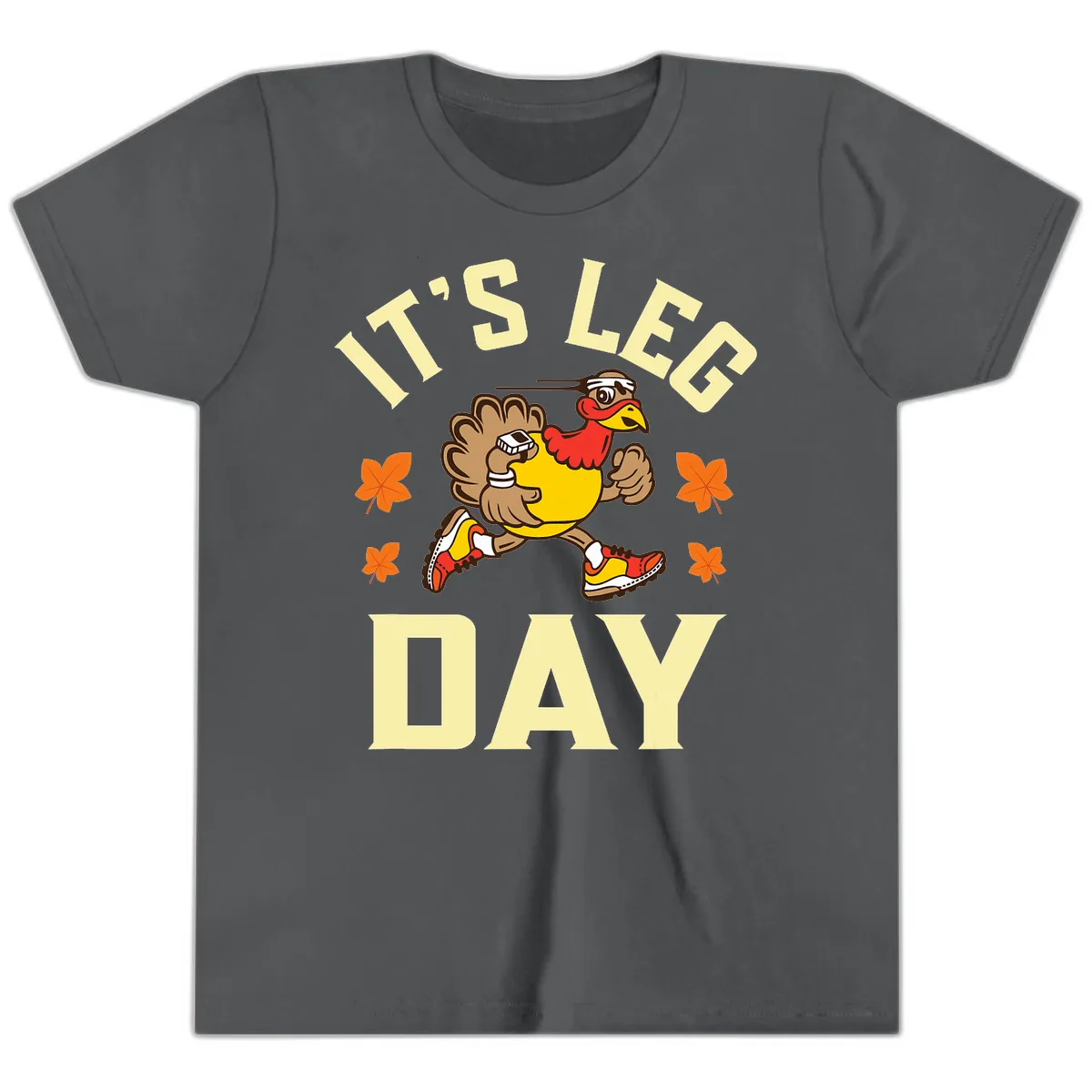 It's Leg Day Turkey Trot Youth T-Shirt in Asphalt