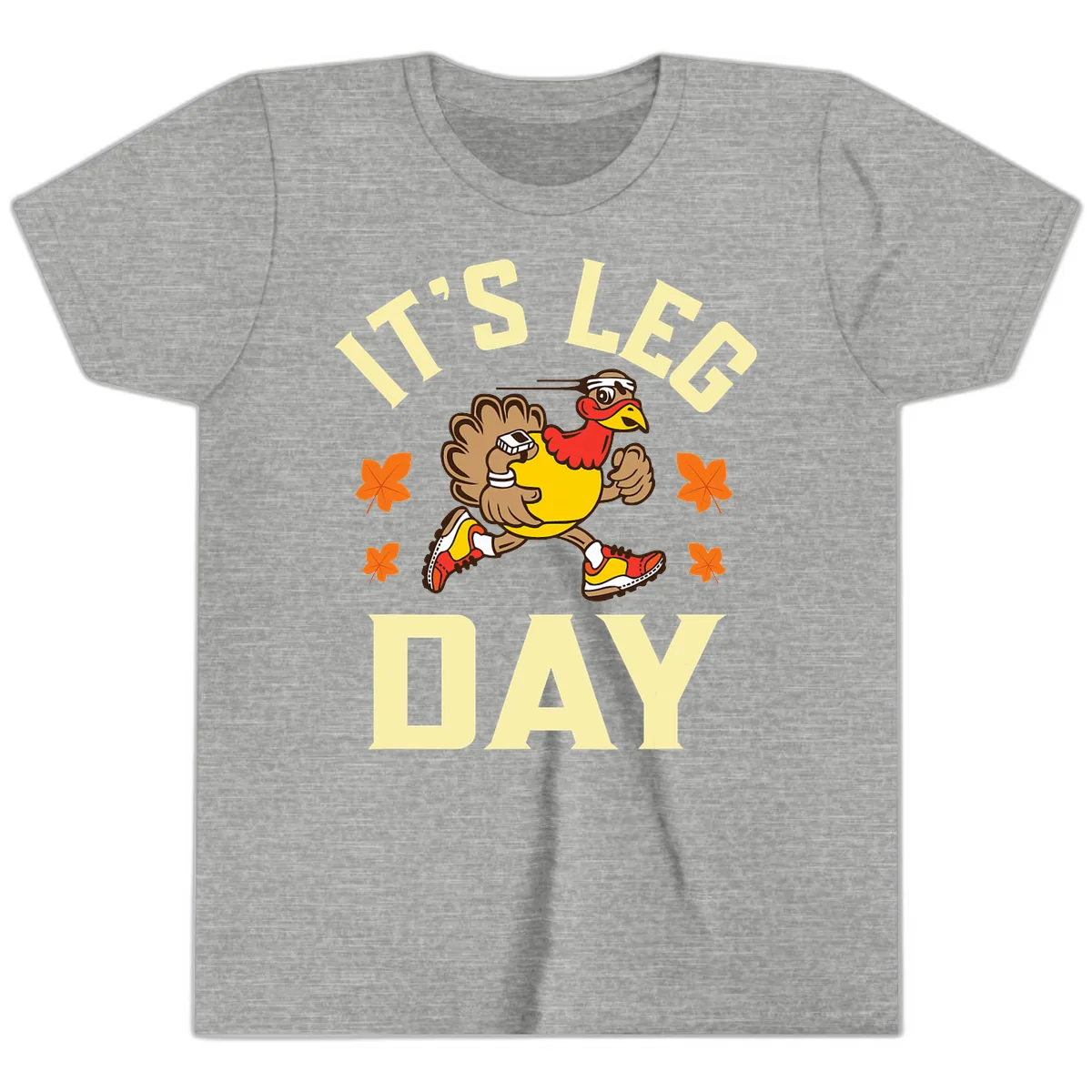 It's Leg Day Turkey Trot Youth T-Shirt in Athletic Heather