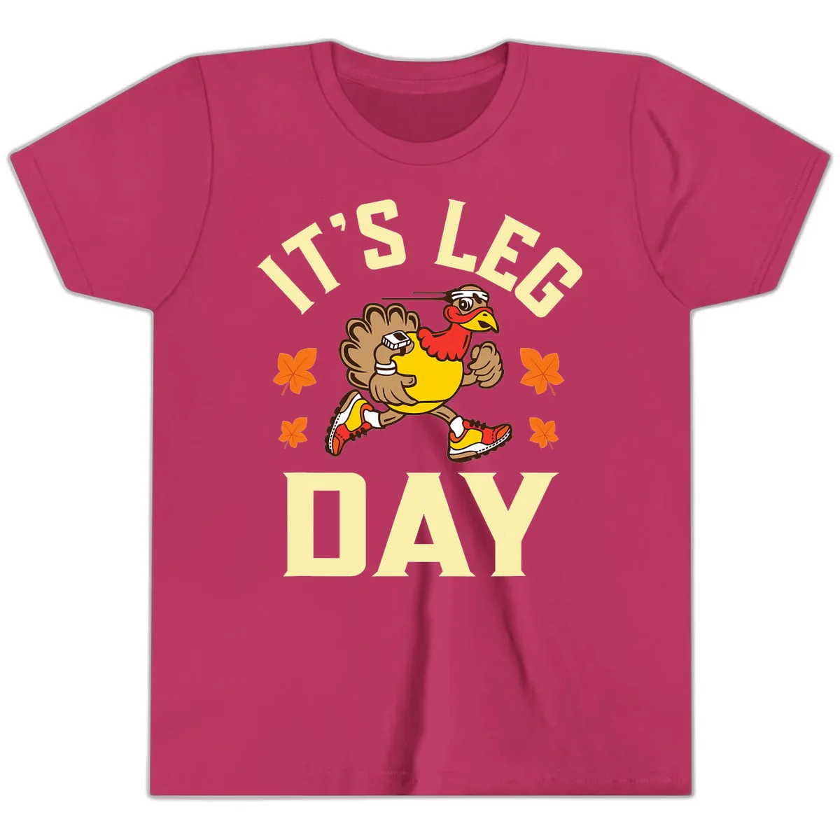 It's Leg Day Turkey Trot Youth T-Shirt in Berry