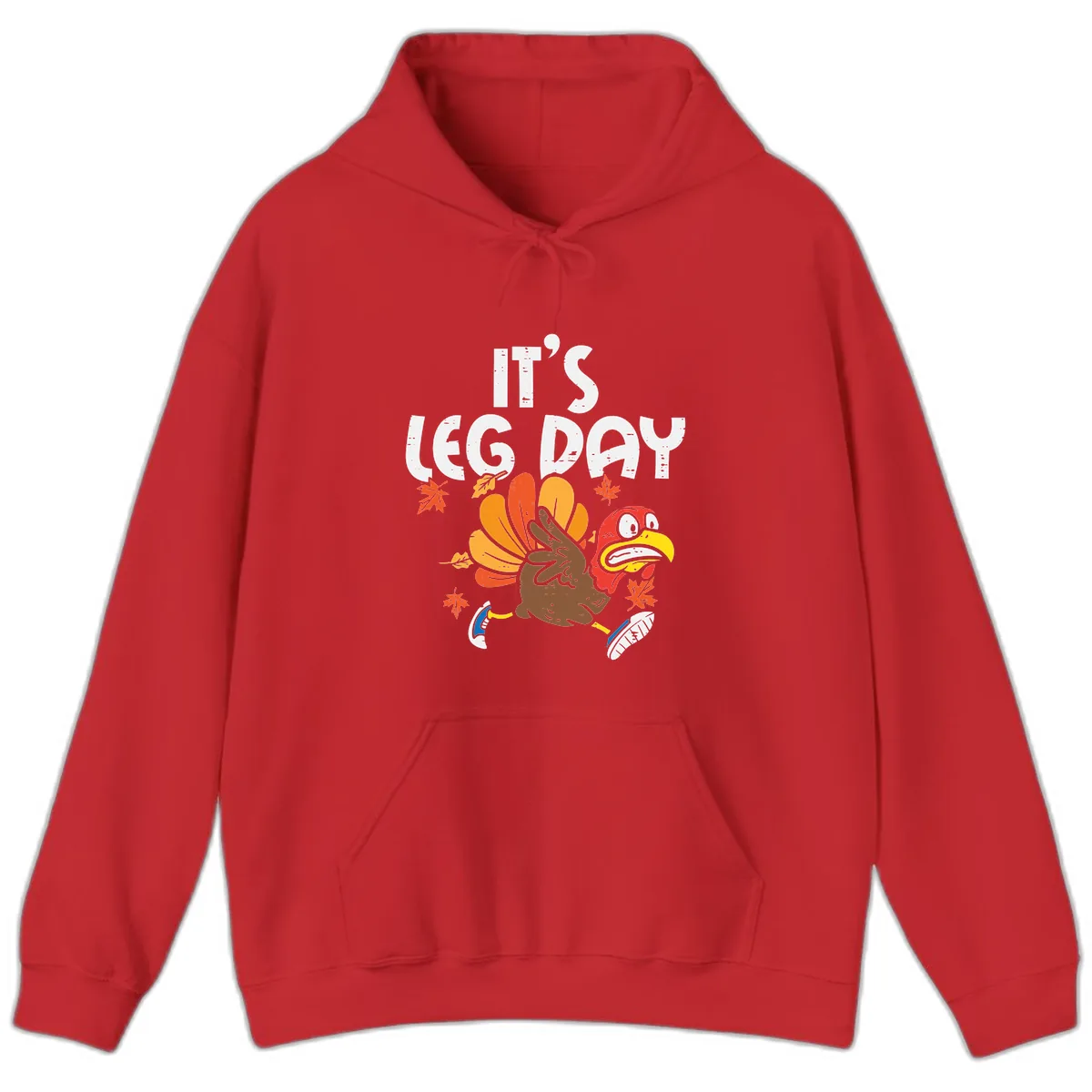It's Leg Day Turkey Trot Design Hoodie in Red