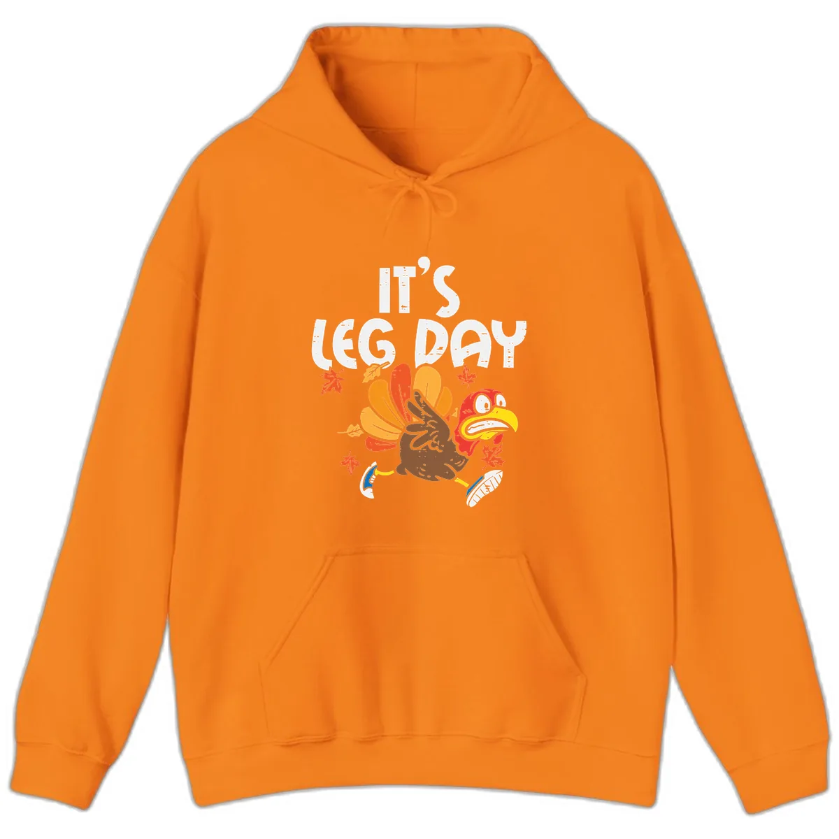 It's Leg Day Turkey Trot Design Hoodie in Safety Orange