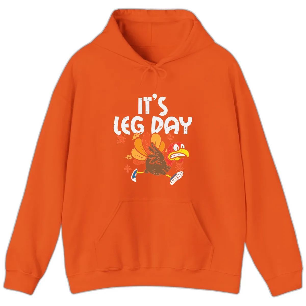 It's Leg Day Turkey Trot Design Hoodie in Orange