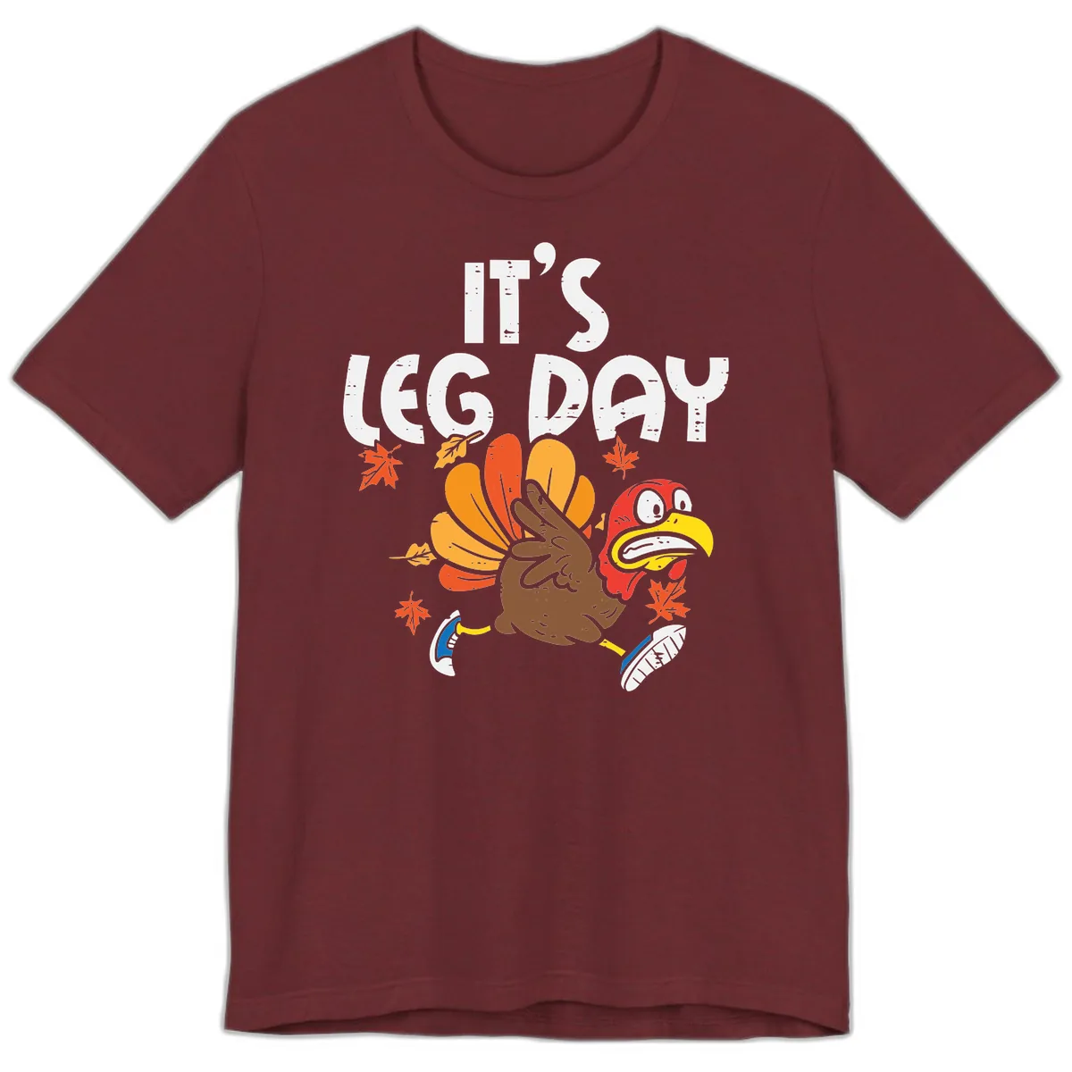 It's Leg Day Turkey Trot Design Premium T-Shirt in Heather Cardinal