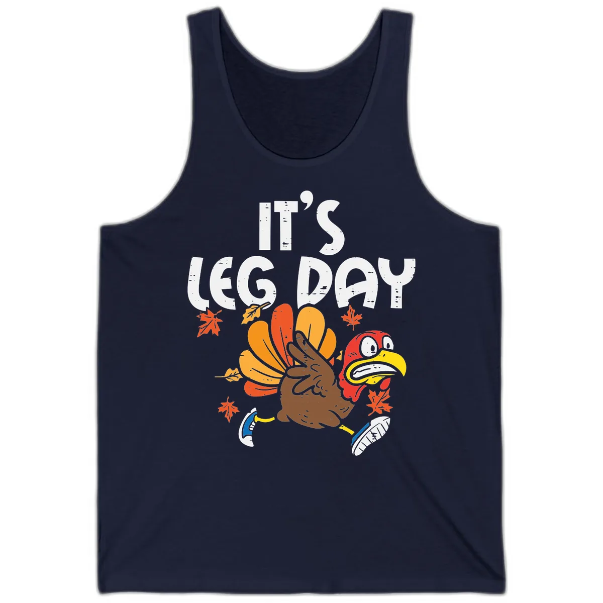 It's Leg Day Turkey Trot Design Tank in Navy