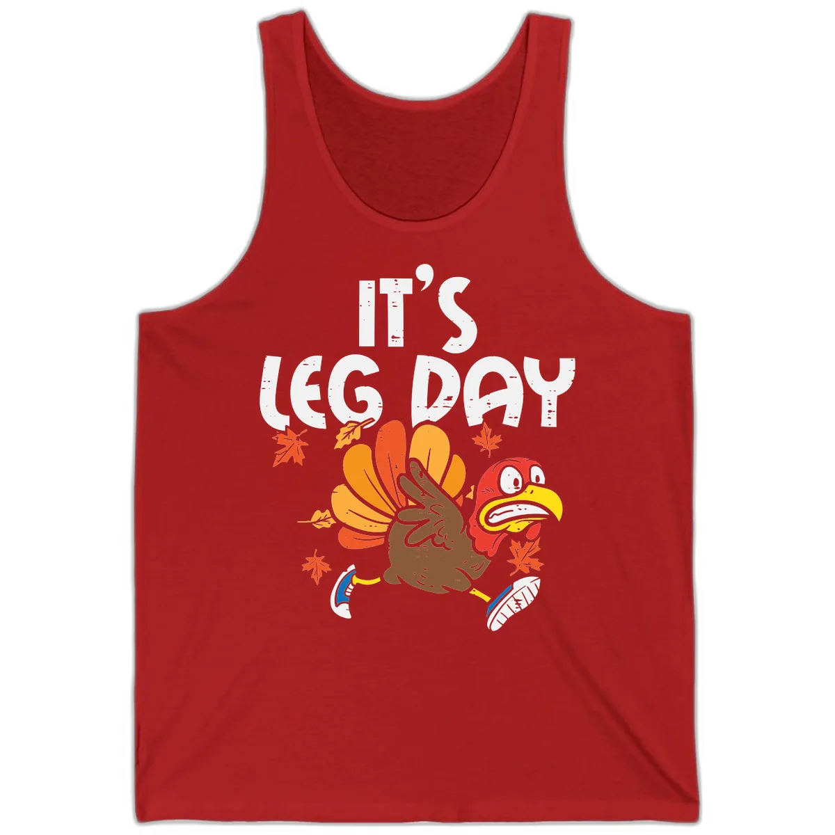 It's Leg Day Turkey Trot Design Tank in Red