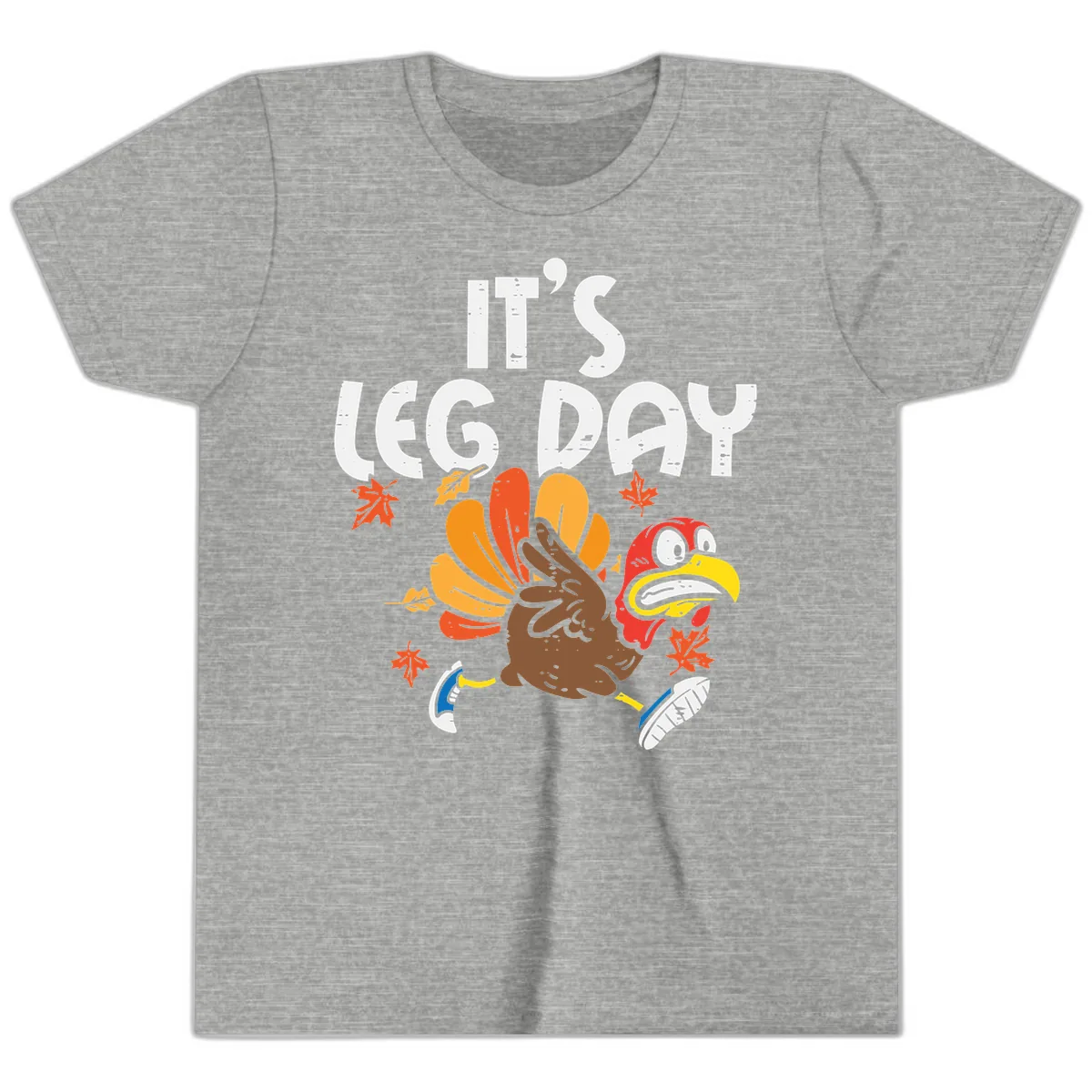 It's Leg Day Turkey Trot Design Youth T-Shirt in Athletic Heather