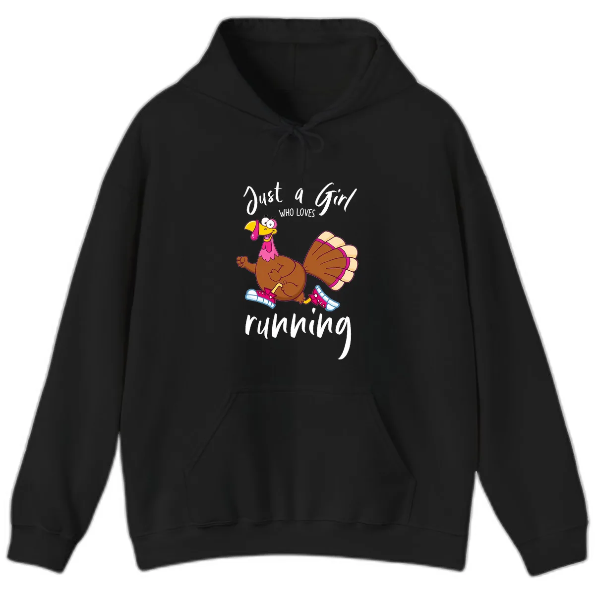 Just A Girl Who Loves Running Turkey Hoodie in Black