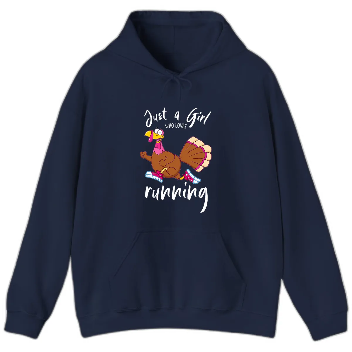 Just A Girl Who Loves Running Turkey Hoodie in Navy