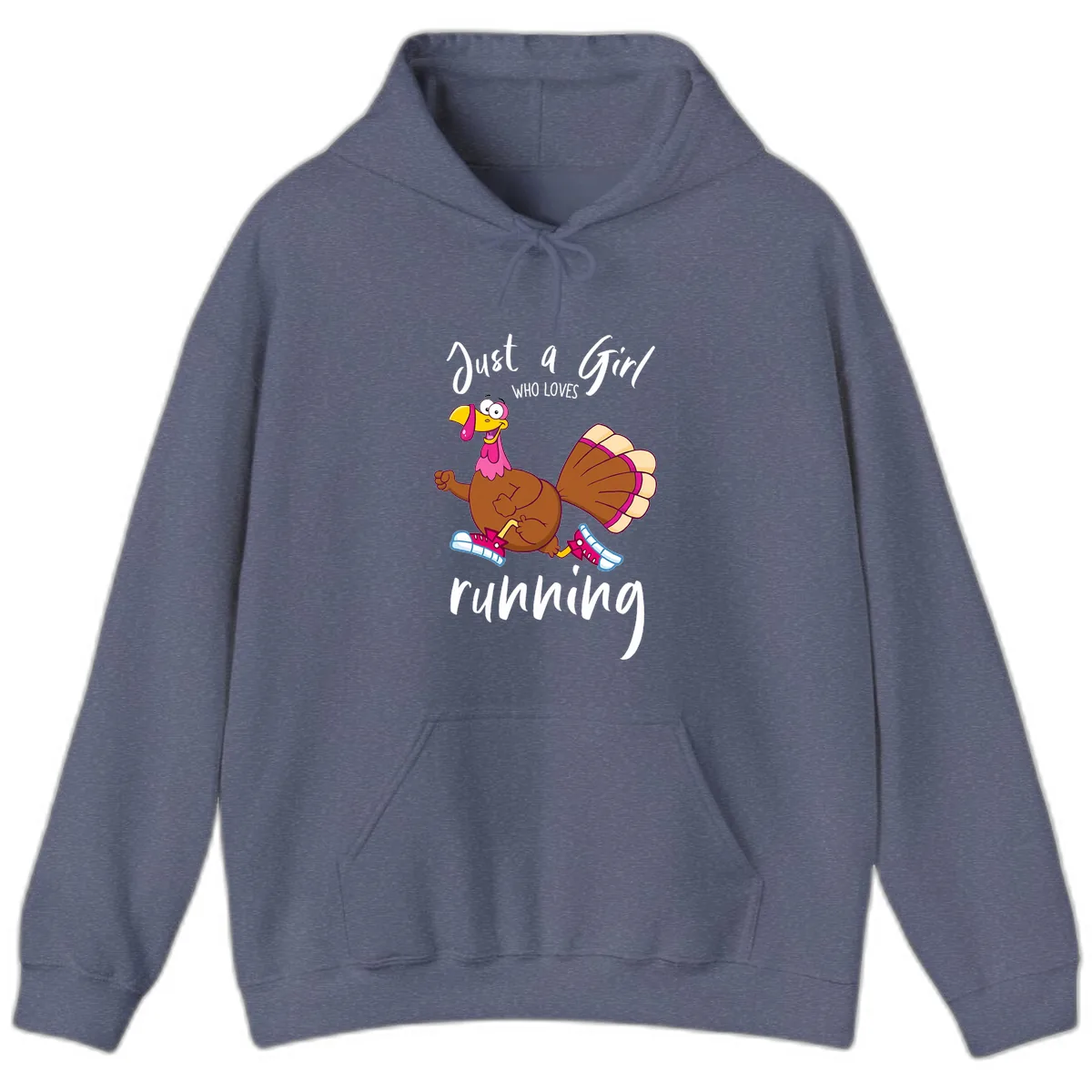 Just A Girl Who Loves Running Turkey Hoodie in Heather Navy