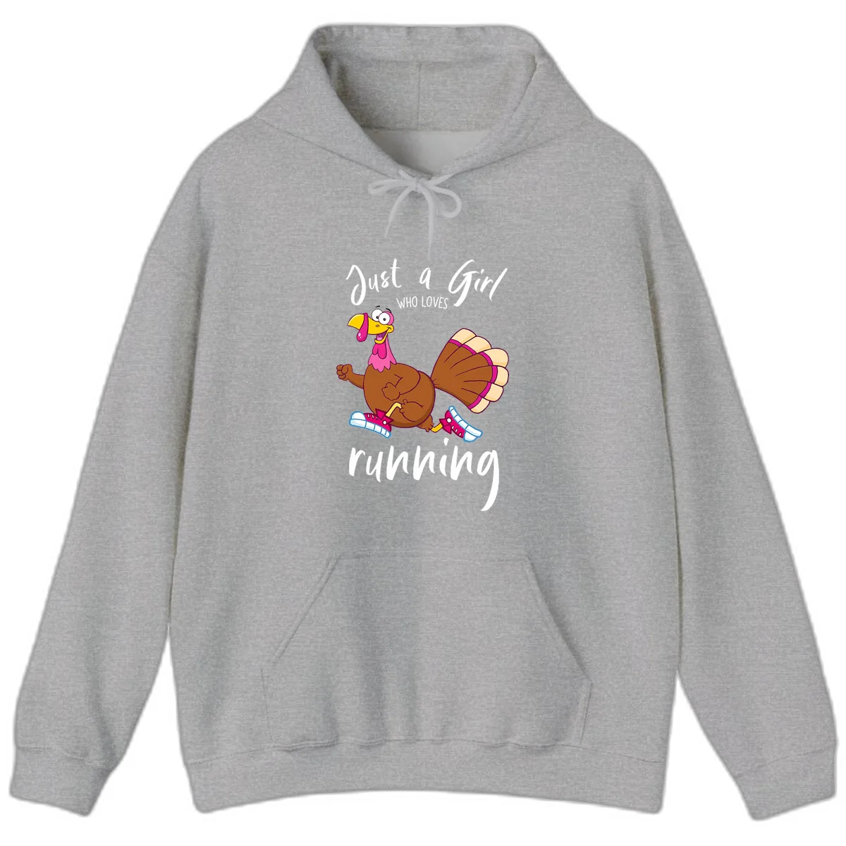 Just A Girl Who Loves Running Turkey Hoodie in Sport Grey