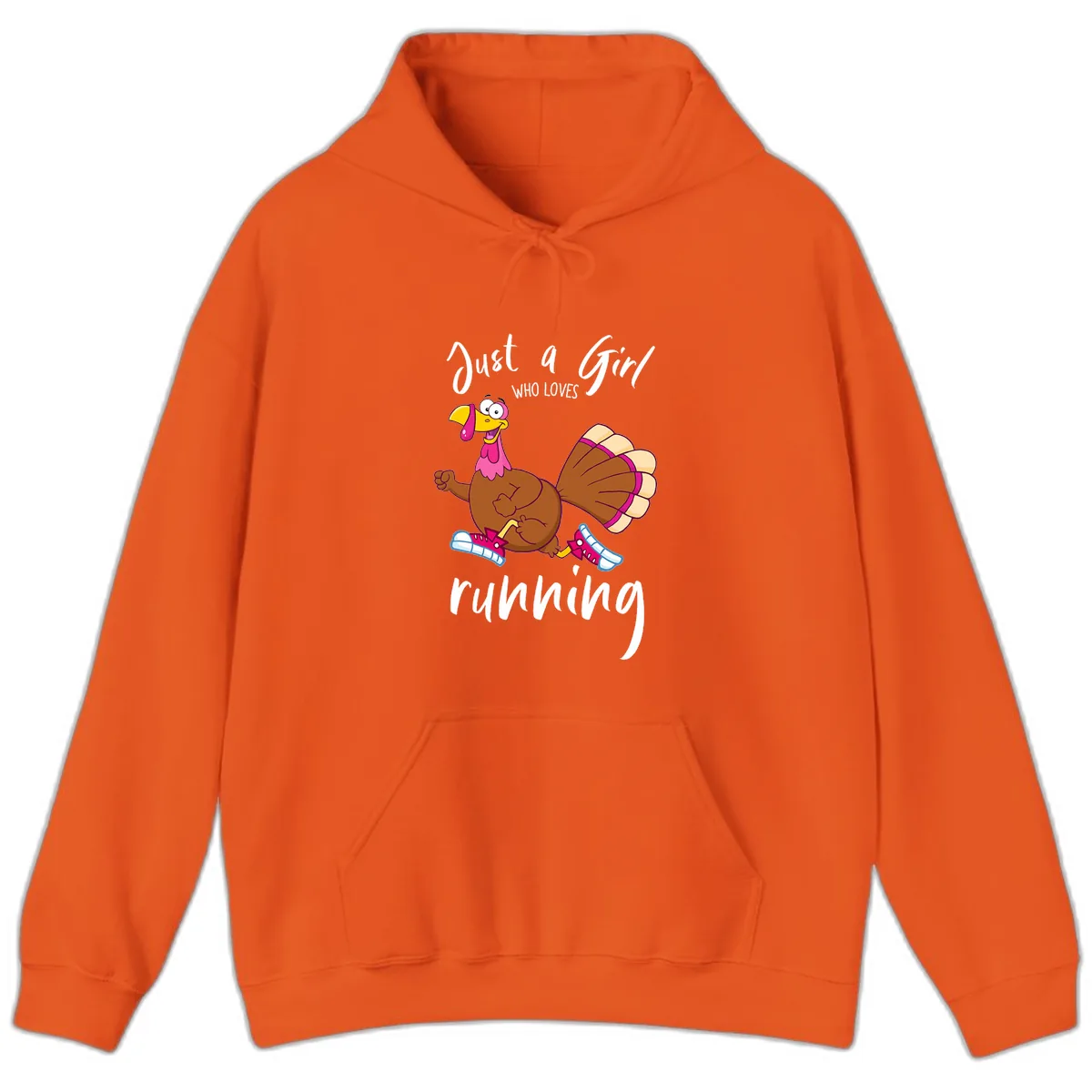 Just A Girl Who Loves Running Turkey Hoodie in Orange