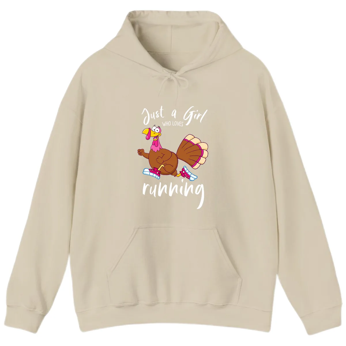 Just A Girl Who Loves Running Turkey Hoodie in Sand