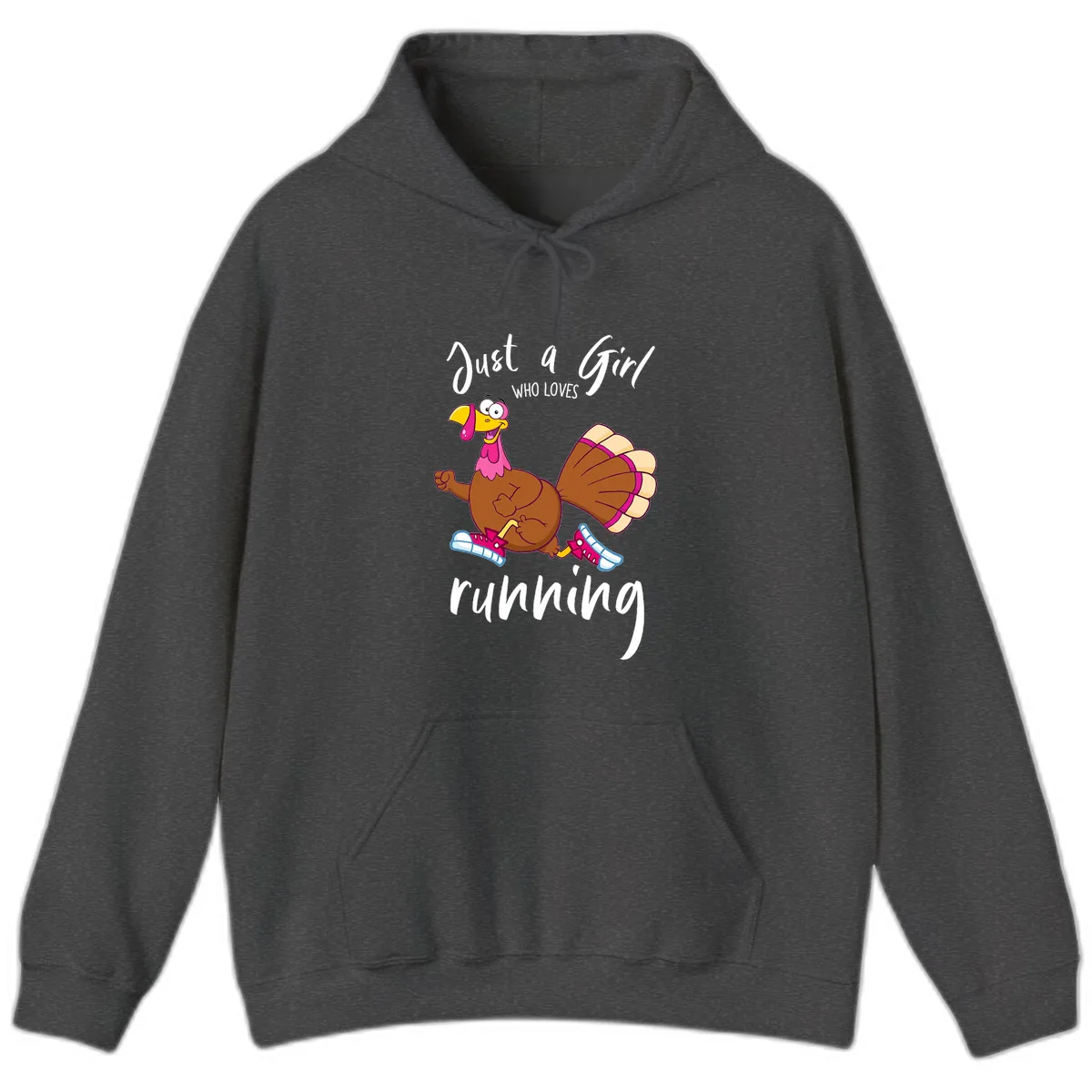 Just A Girl Who Loves Running Turkey Hoodie in Dark Heather