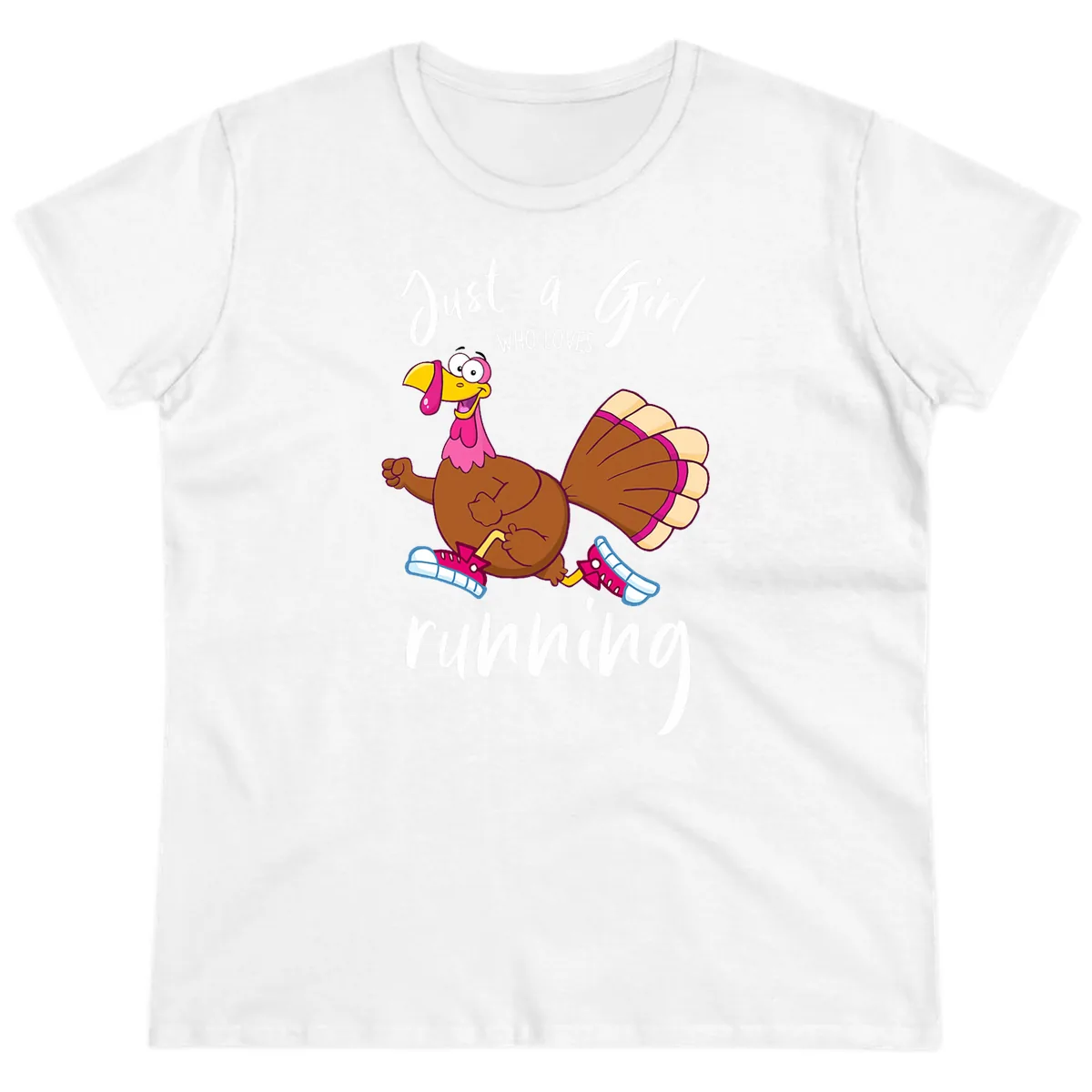 Just A Girl Who Loves Running Turkey Ladies Tee in White