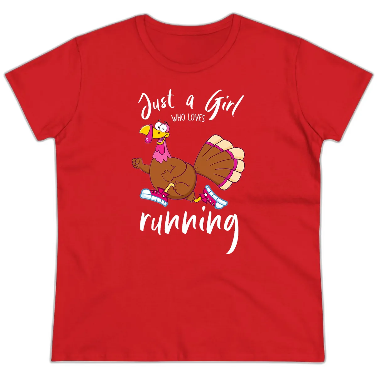 Just A Girl Who Loves Running Turkey Ladies Tee in Red