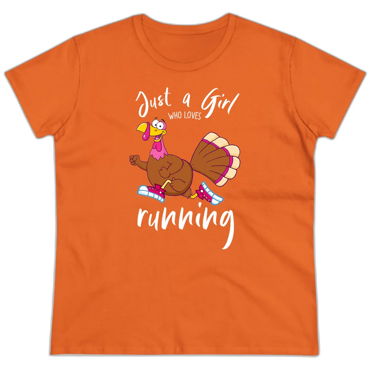 Just A Girl Who Loves Running Turkey Ladies Tee in Orange