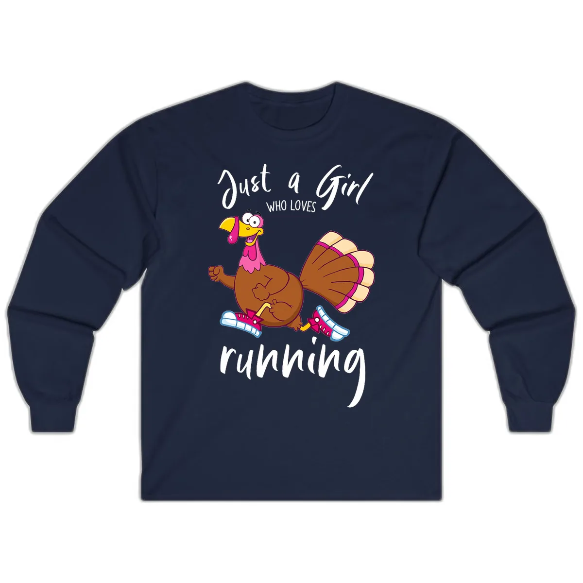 Just A Girl Who Loves Running Turkey Long Sleeve in Navy