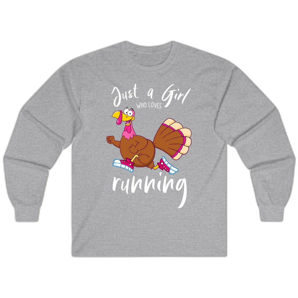 Just A Girl Who Loves Running Turkey Long Sleeve in Sport Grey