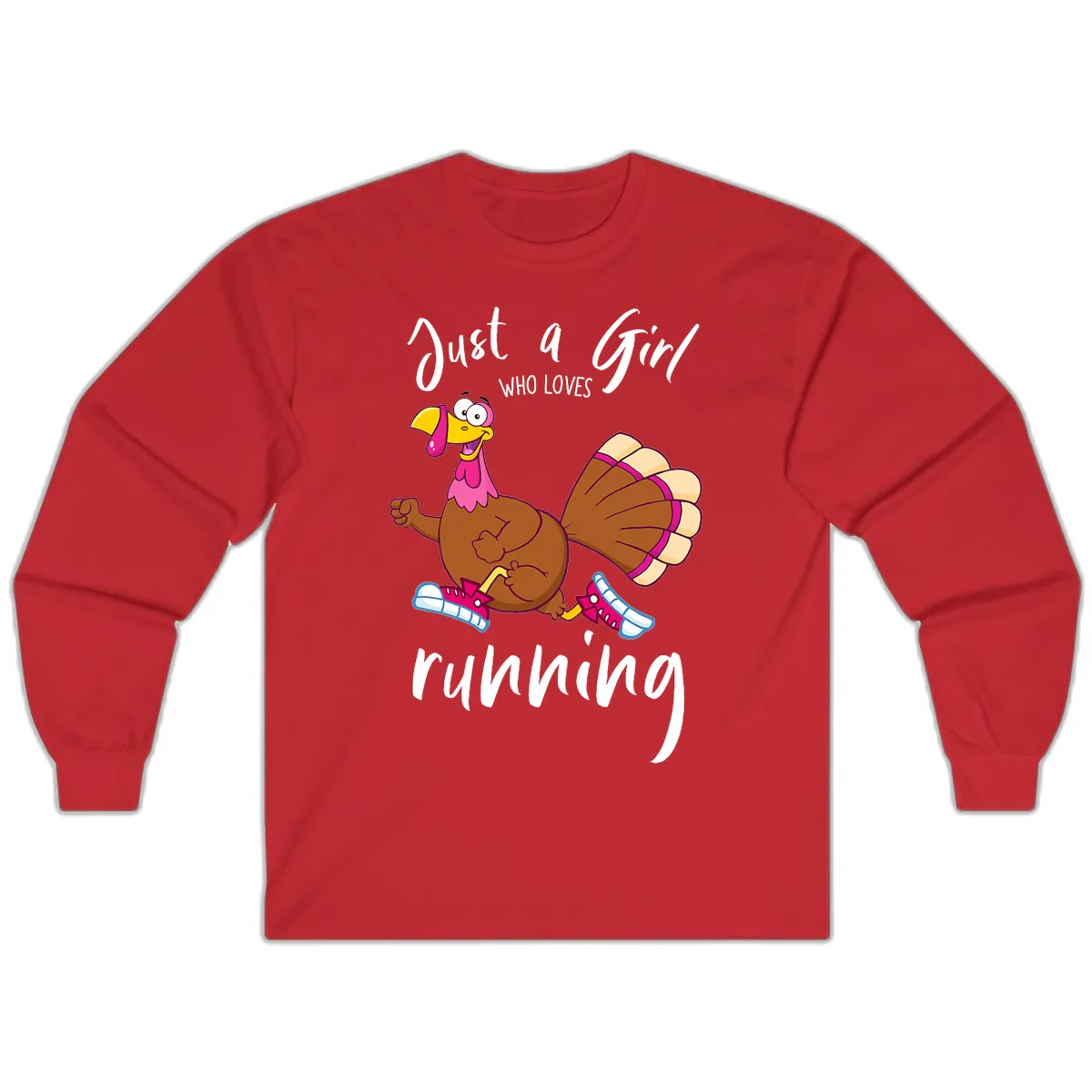 Just A Girl Who Loves Running Turkey Long Sleeve in Red