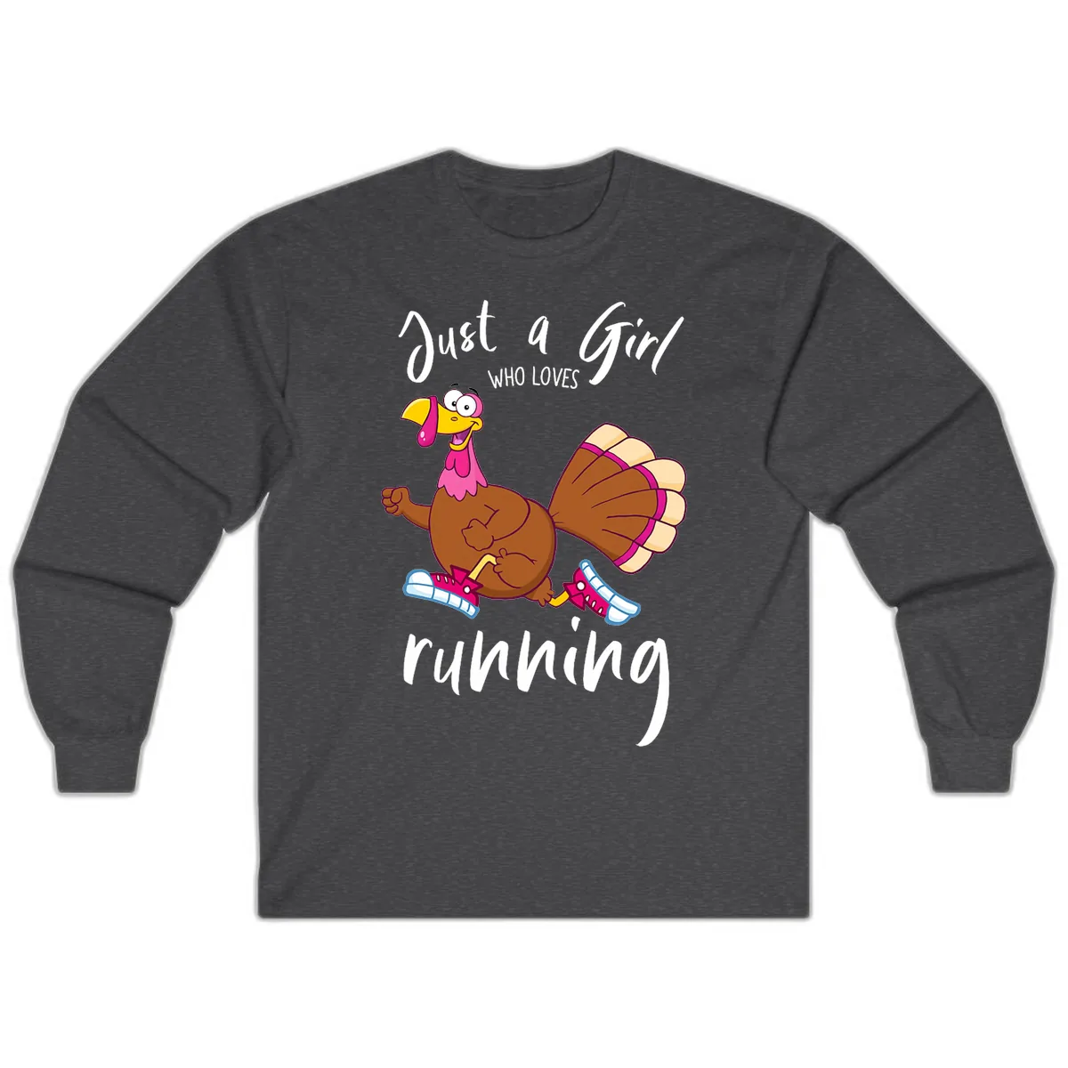 Just A Girl Who Loves Running Turkey Long Sleeve in Dark Heather