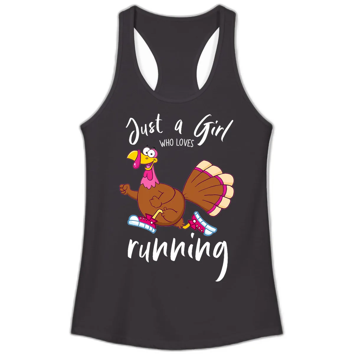 Just A Girl Who Loves Running Turkey Ladies Tank in Black