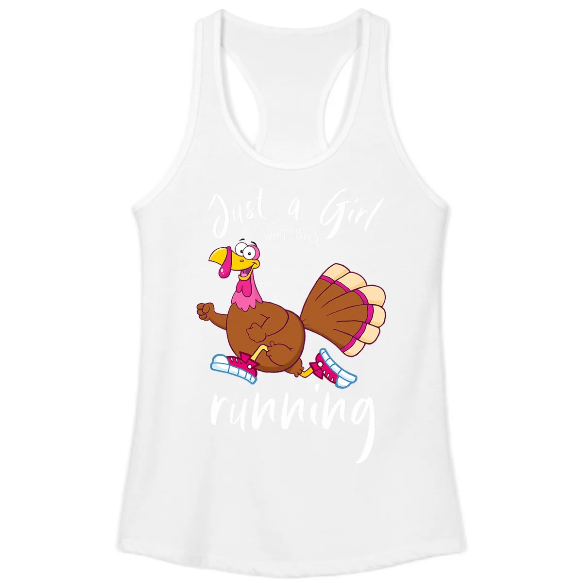 Just A Girl Who Loves Running Turkey Ladies Tank in White